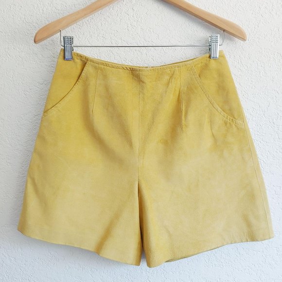 Vintage Danier Mustard Marigold Suede Shorts Small